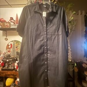 New Old Navy Short Sleeve Shirt Dress black color size M petite